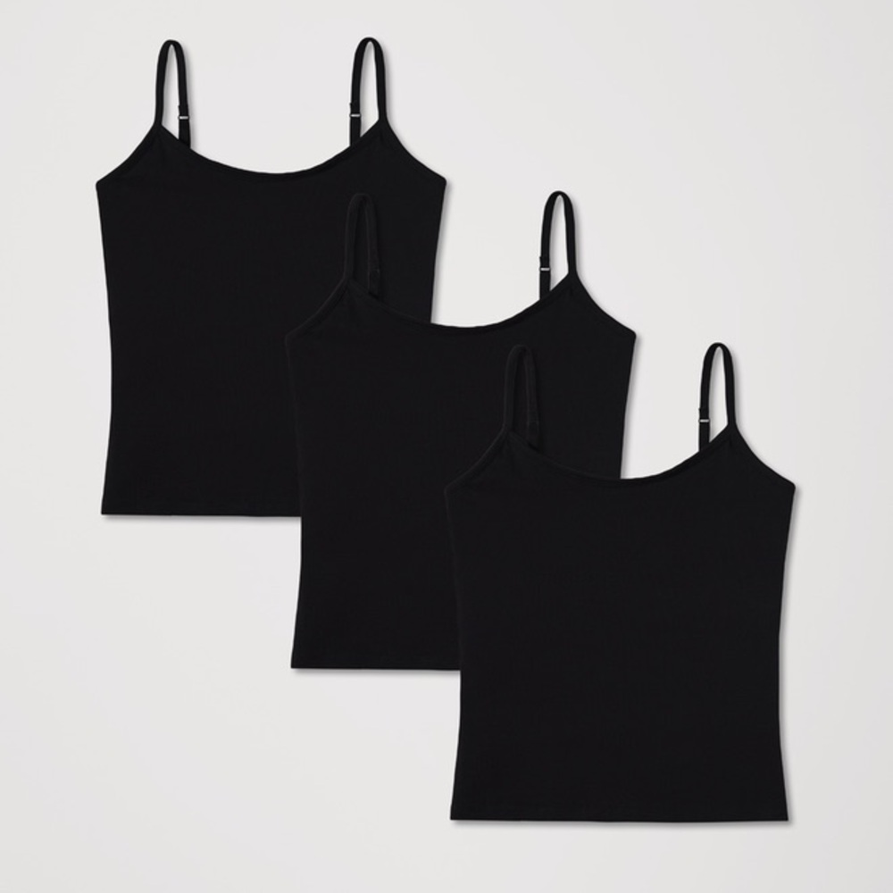 Pact Women's Black Slim Spaghetti Strap Tank Tops - Pack of 3